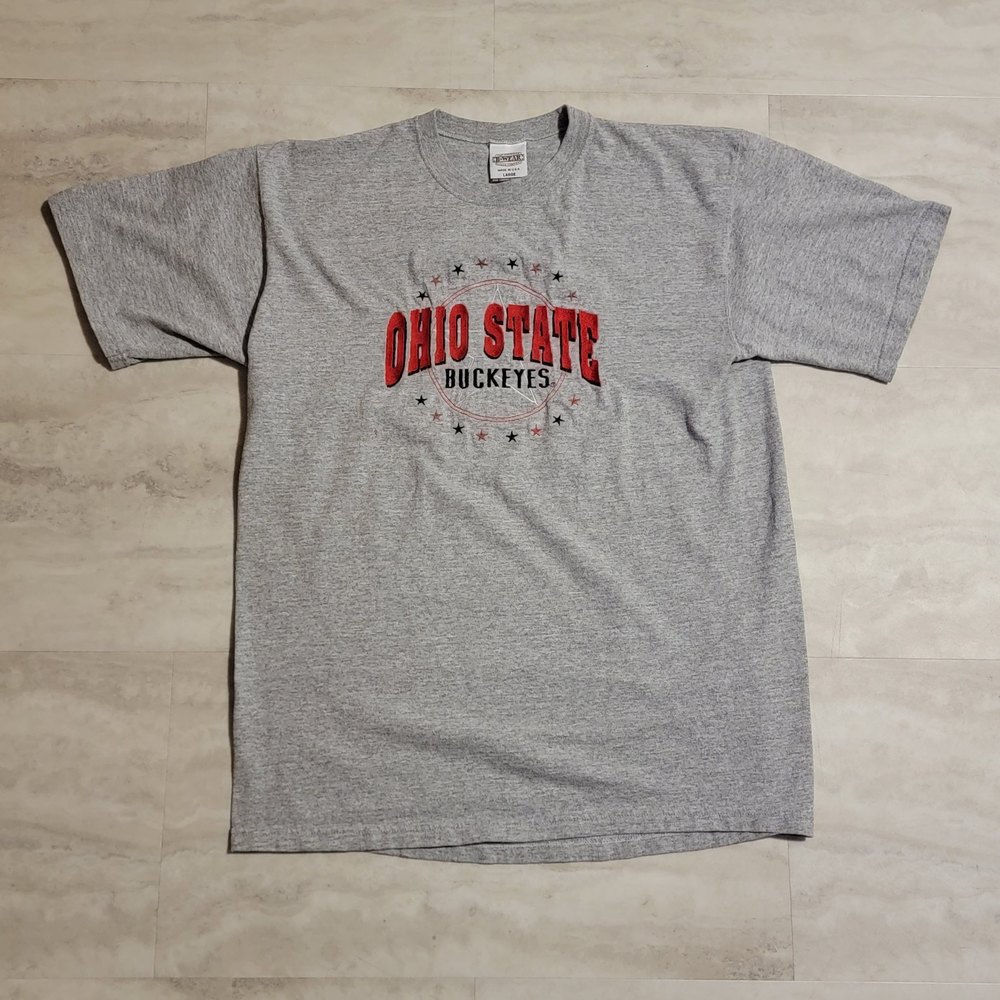 Vintage B Wear Mens Gray Embroidered Ohio State Buckeyes T-Shirt Large